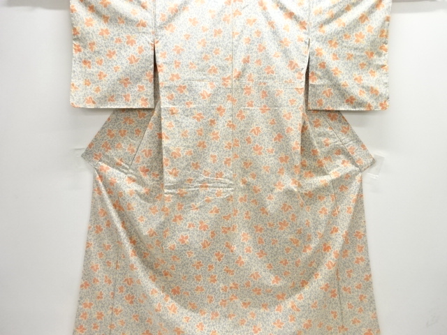 抽象花模様織り出し手織り紬着物